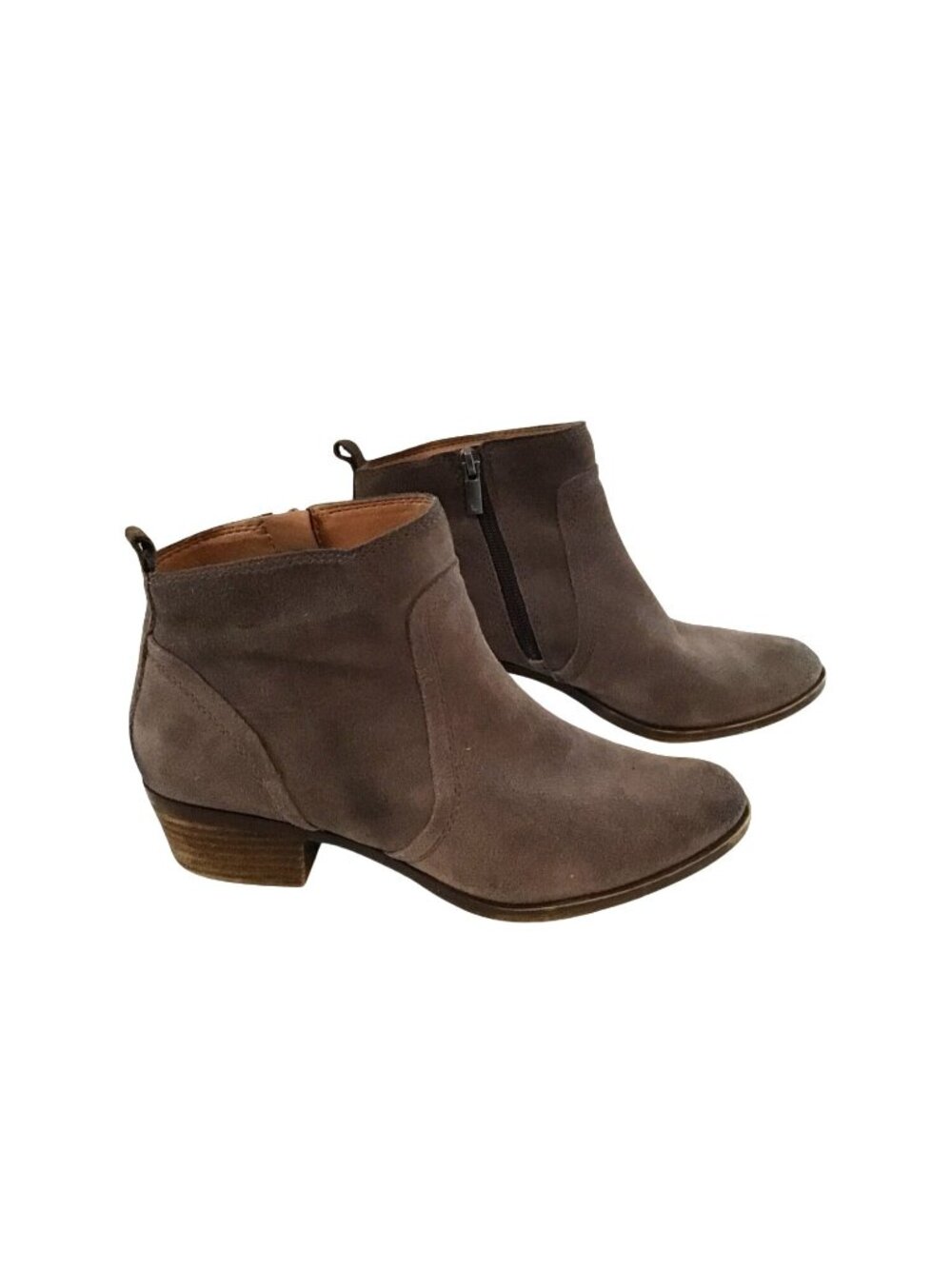 LUCKY BRAND - WOMENS DARK GRAY ANKLE SUEDE LOW HEEL BOOTS SIZE 8